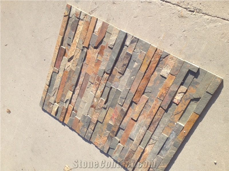 Hot Selling China Gold Slate Ledge Stone, Thin Stone Veneer, Culture Stone for Wall Decor