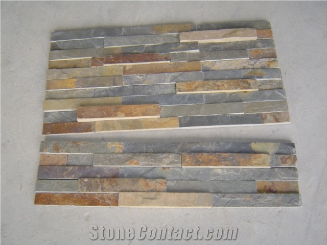 Hot Selling China Gold Slate Ledge Stone, Thin Stone Veneer, Culture Stone for Wall Decor