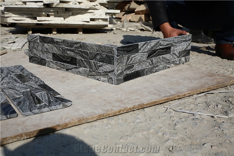 Polished and Natural Ancient Wood Marble Ledge Stone, Split Face Culture Stone, Corner Stone