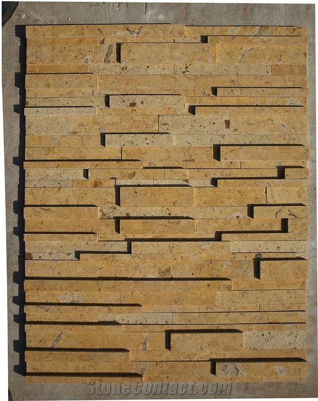 Yellow Limestone Culture Stone, Golden Limestone Ledge Stone for Wall Panels, Wall Cladding