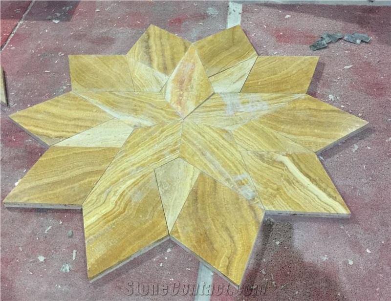 Yellow Onyx Medallion,Onyx Composite with Glass Medallion