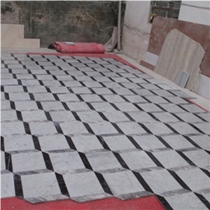 3d Marble Wall and Floor Tiles, Bianco Carrara White Marble 3d Waterjet Medallions Pattern for Flooring