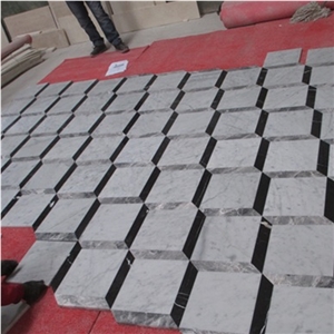 3d Marble Wall and Floor Tiles, Bianco Carrara White Marble 3d Waterjet Medallions Pattern for Flooring