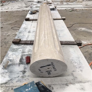 Beige Marble Polished Column ,Marble Roman Column Tops&Base, Engineered Stone Columns