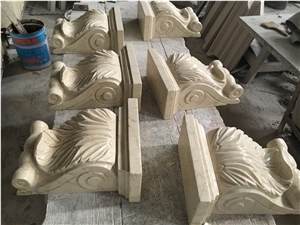 Beige Marble Polished Column ,Marble Roman Column Tops&Base, Engineered Stone Columns