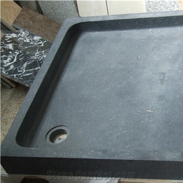 China Black Basalt G684 Honed, Black Pearl, Fuding Black Polished and Honed Shower Tray Shower Base Shower Stand