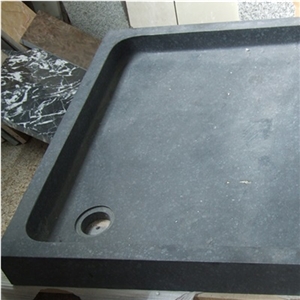 China Black Basalt G684 Honed, Black Pearl, Fuding Black Polished and Honed Shower Tray Shower Base Shower Stand