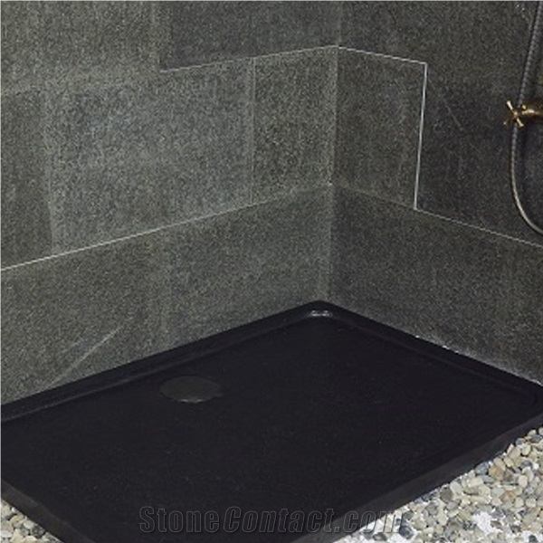 China Black Basalt Mongolian Black Basalt Shower Tray Solid Surface Shower Base