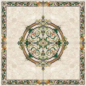 Multicolor Marble Thin Laminated Water-Jet Medallions,Interior Floor Carpet Medallions,Polished Square Medallions