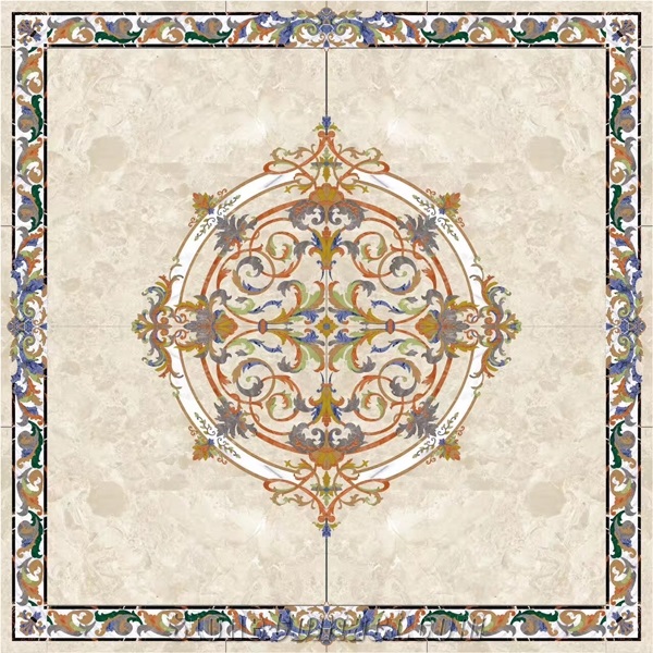 Waterjet Medallion/Hot Sale Inlay Floor Design,Luxury Restaurant Floor and Wall Use Marble Inlay Wall Tiles/Dark Emperador/Onyx Green Marble