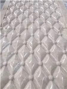 White Marble Engravings Square Wall Medallions,Relief Carving Waterjet Medallions,Waterjet Wall Pattern