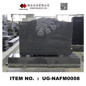 Ug-Nafm0008 Impala Black G654 American Upright Monument with Flowers Carved