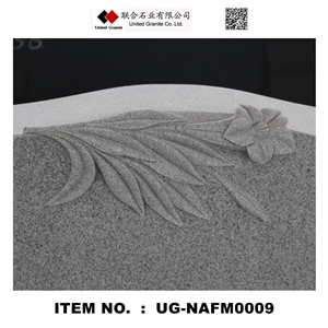 Ug-Nafm0009 Light Gray G633 American Upright Monument with Flowers Carved