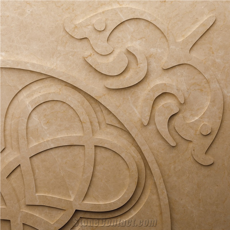 Diamond Shaped Marble Tile Cheap Marble Relief & Etching Tile, Beige Marble Etchings