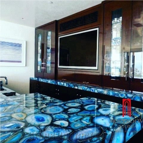 Top Blue Agate for Commercial Countertop / Club Bar Kitchen & Restaurant Top Used