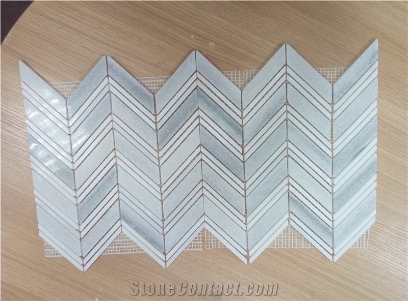 Uneven 3d White Irregular Marble Stone Mosaic for Wall