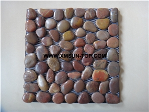 Red Ordinary Polished Flat Pebble Mosaic in Mesh/Natural River Stone Mosaic Wall Tiles/Red Pebble Floor Tiles/Interior Decoration Red Ordinary Polished Flat Pebble Mosaic in Mesh/Natural River Stone Mosaic Wall Tiles/Red Pebble Floor Tiles/Interior Decoration
