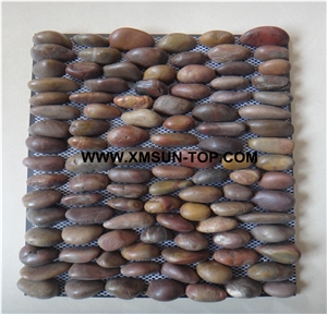 Red Ordinary Polished Pebble Standing Mosaic Tile/Natural River Stone Mosaic Tile/Red Pebble Stone Wall Mosaic/Red Pebble Stone Floor Mosaic