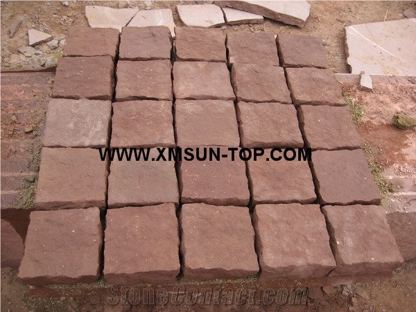 Red Sandstone Cube Stone/Red Sandstone Cobble Stone/Red Sandstone Paving Sets/Red Sandstone Exterior Pavers/Red Sandstone Paving Stone