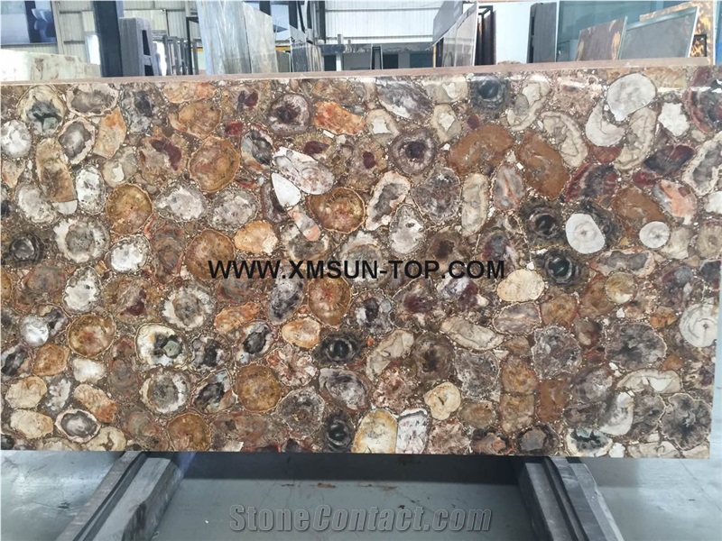 Round Petrified Wood Gemstone Slabs/Petrified Wood Semiprecious Stone Slabs/Brown Semi Precious Stone Panels/Semiprecious Stone Floor&Wall Tile