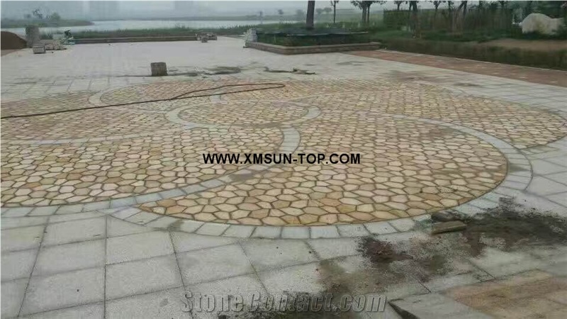 Yellow Wood Veins Sandstone Random Flagstone/Sandstone Irregular Flagstones for Landscaping/Sandstone Flagstone Walkway Paver/Flagstone Flooring