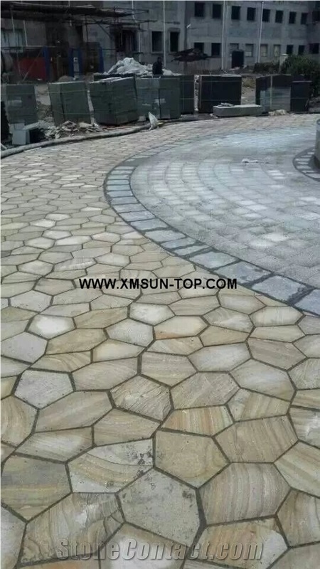 Yellow Wood Veins Sandstone Random Flagstone/Yellow Sandstone Irregular Flagstones Road Paving/Sandstone Flagstone Walkway Pavers/Flagstone Flooring