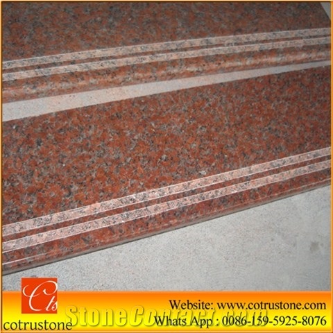 G562 Granite Stair Steps,Red Maple Leaf Deck Stair Riser,G562 Red Stair Treads,Granite Staircase,Factory Price Advantage Stone Steps,Deck Staircase