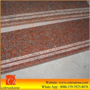 G562 Granite Stair Steps,Red Maple Leaf Deck Stair Riser,G562 Red Stair Treads,Granite Staircase,Factory Price Advantage Stone Steps,Deck Staircase