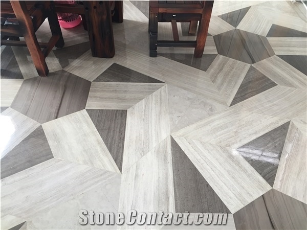 Building Matreial Wood Marble Waterjet Medallion Tiles/Mosaic Marble Floor Tiles