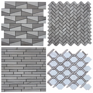 Building Matreial Wood Marble Waterjet Medallion Tiles/Mosaic Marble Floor Tiles