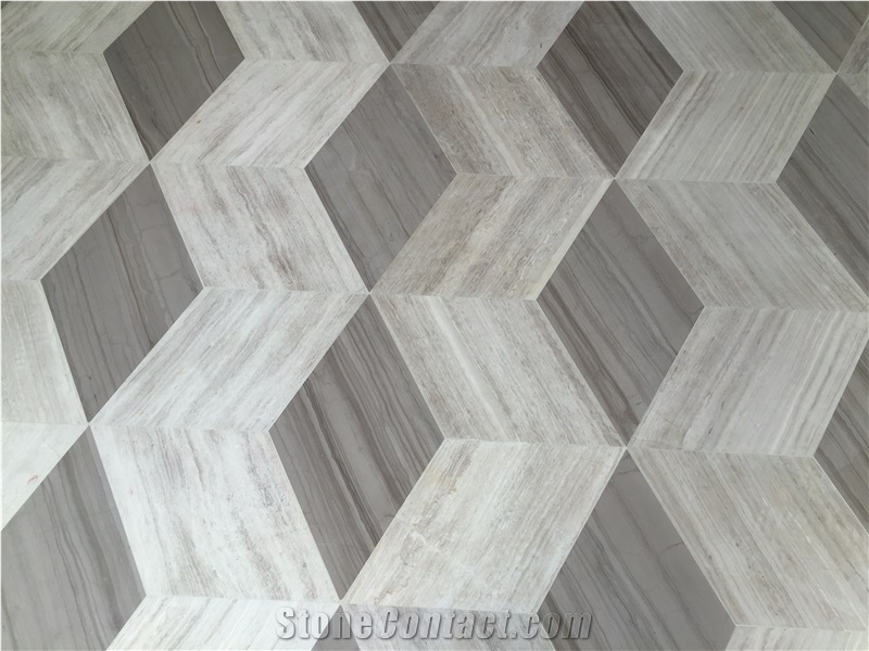Grey Wood Marble Medallions Wall Floor