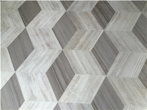 Grey Wood Marble Medallions Wall Floor
