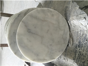 Round Table Marble Top Design, White Marble Stone Recetion Counter Top, Solid Surface Table Tops Bianco Carrara White Marble Tops
