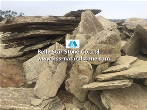 China Earth Slate Random Flagstone,Yellow Slate Crazy Stone,Flagstone Driveway,Slate Irregular Flagstone,Slate Flagstone Walkway Pavers