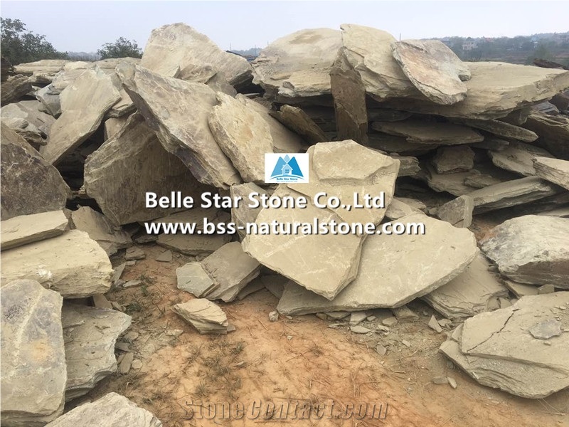 China Earth Slate Random Flagstone,Yellow Slate Crazy Stone,Flagstone Driveway,Slate Irregular Flagstone,Slate Flagstone Walkway Pavers