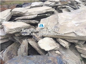 China Earth Slate Random Flagstone,Yellow Slate Crazy Stone,Flagstone Driveway,Slate Irregular Flagstone,Slate Flagstone Walkway Pavers