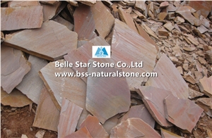 Chinese Red Slate Random Flagstone,Riven Slate Crazy Stone,Red Slate Irregular Flagstone,Slate Flagstone Wall,Red Flagstone Walkway Pavers,Courtyard