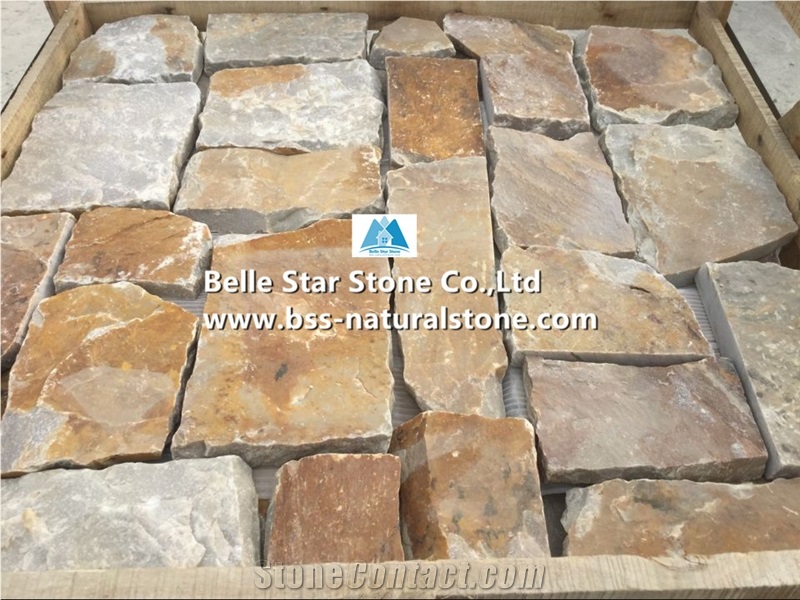 Desert Gold Marble Random Flagstone,Marble Flagstone Wall,Yellow Marble Irregular Flagstone,Natural Marble Random Stone,Marble Flagstone Driveway