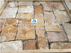 Desert Gold Marble Random Flagstone,Marble Flagstone Wall,Yellow Marble Irregular Flagstone,Natural Marble Random Stone,Marble Flagstone Driveway