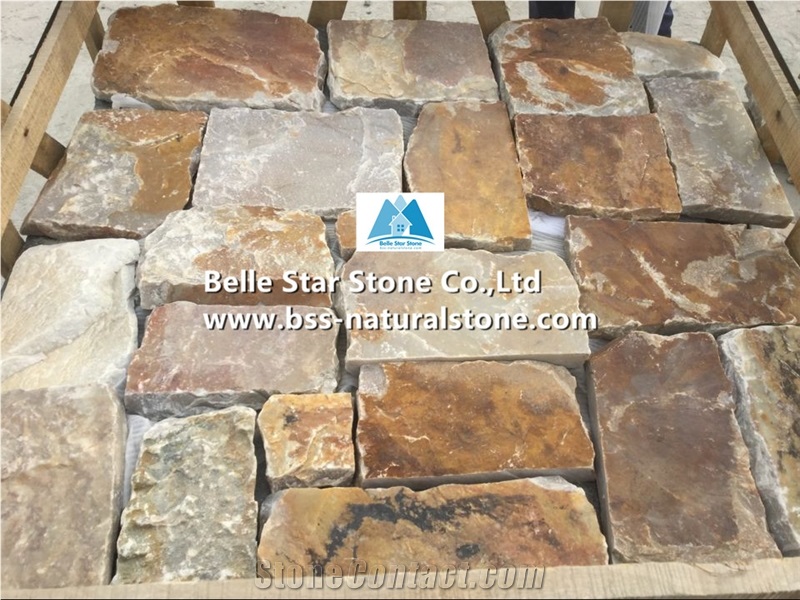 Desert Gold Marble Random Flagstone,Marble Flagstone Wall,Yellow Marble Irregular Flagstone,Natural Marble Random Stone,Marble Flagstone Driveway