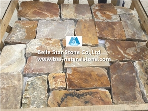 Desert Gold Marble Random Flagstone,Marble Flagstone Wall,Yellow Marble Irregular Flagstone,Natural Marble Random Stone,Marble Flagstone Driveway