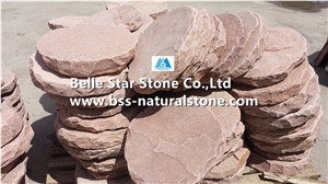 Pink Sandstone Round Stepping Stone,Sandstone Garden Pavements,Pink Landscaping Stone,Sandstone Walkway Pavers,Pink Sandstone Patio Pavers