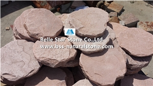 Pink Sandstone Round Stepping Stone,Sandstone Garden Pavements,Pink Landscaping Stone,Sandstone Walkway Pavers,Pink Sandstone Patio Pavers