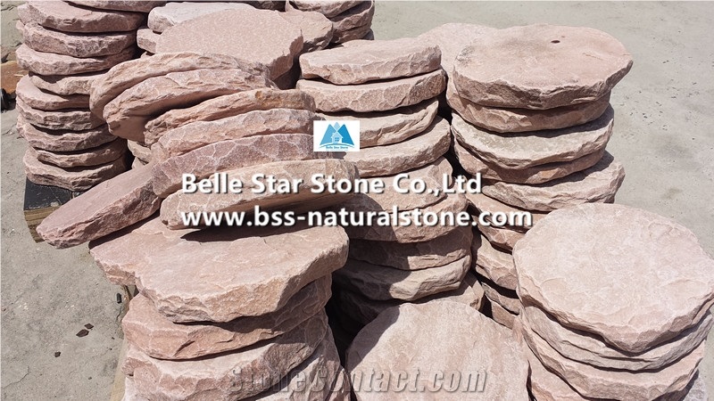 Pink Sandstone Round Stepping Stone,Sandstone Garden Pavements,Pink Landscaping Stone,Sandstone Walkway Pavers,Pink Sandstone Patio Pavers