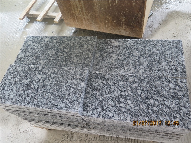 China Cheap Granite White Oyster White Wave Oyster Pearl Granite Spray White Sea Wave G423 Granite Polished Flamed Tile Slab