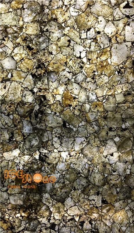 Labradorite Blue Semiprecious/Yellow Semi Precious Stone Slabs/Chinese Precious Stone Wall