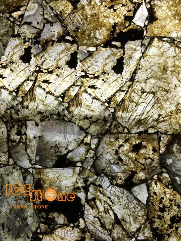 Labradorite Blue Semiprecious/Yellow Semi Precious Stone Slabs/Chinese Precious Stone Wall