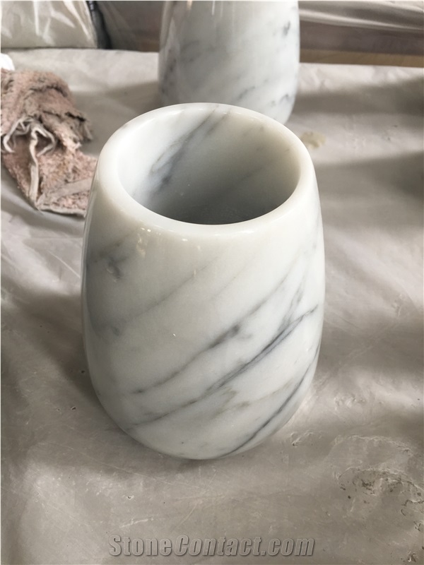 Vase Making by Bianco Carrara Material White Carrara Vase Italian White Marble Vase Beautiful Marble Vase