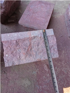 China Red Porphyry G 666 Red Cube Stone Paving Sets Polished Cleft