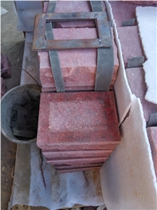China Red Porphyry G 666 Red Cube Stone Paving Sets Polished Cleft